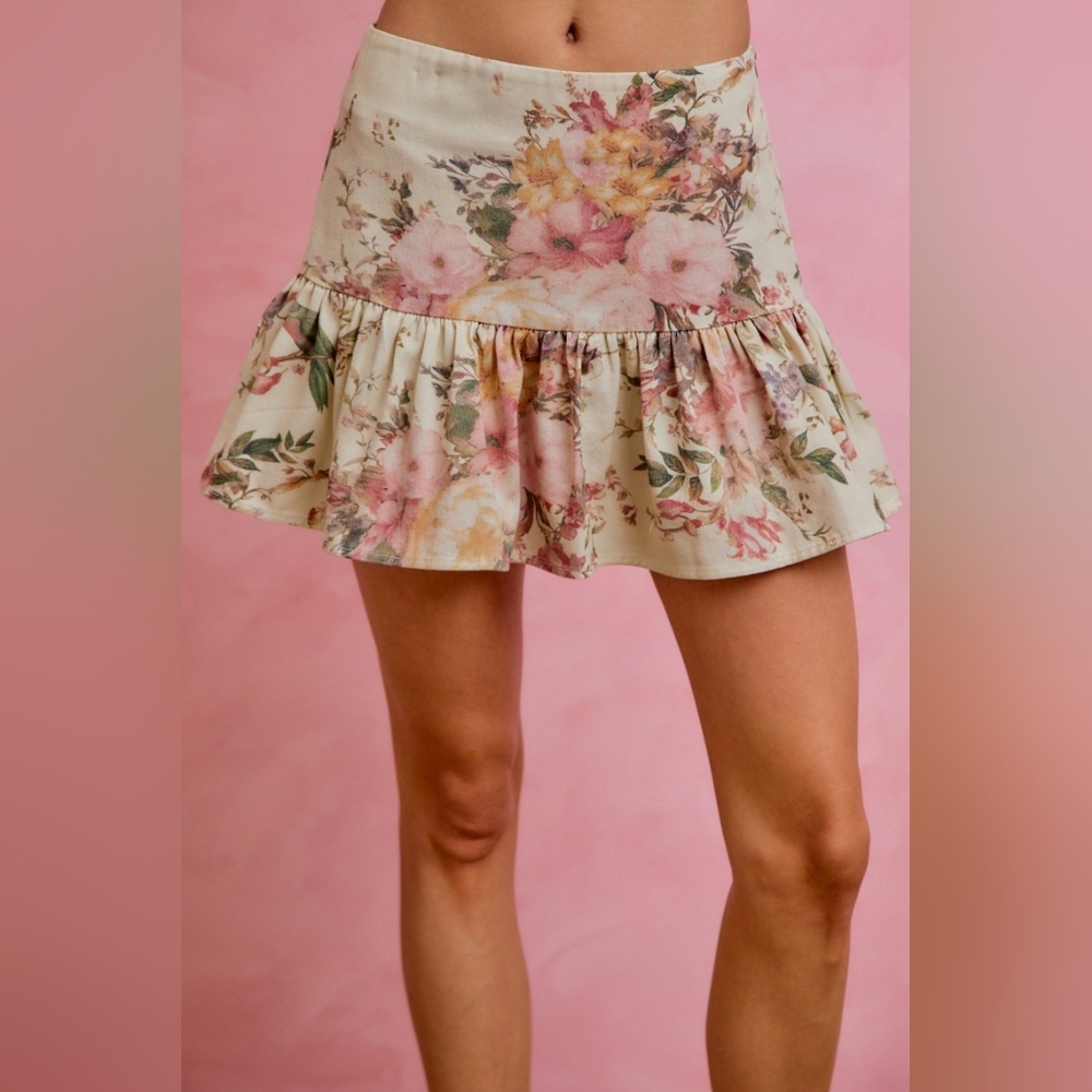 Floral Print Fit and Flare Mini Skirt